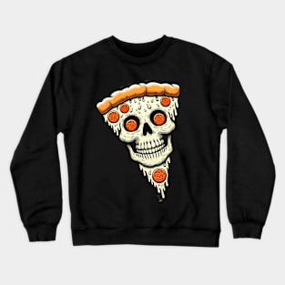 Pizza Skull Face, Funny Pizza Lover, Halloween Crewneck Sweatshirt